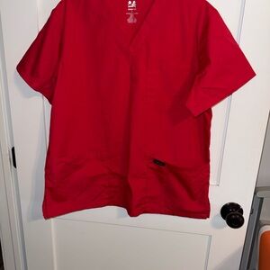Men's Red V-Neck Shirt Scrub
